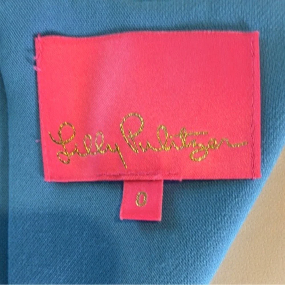 Lilly Pulitzer Blue Soutache Trim Shift Dress Sleeveless Split Neck‎ Size 0 - Picture 4 of 10
